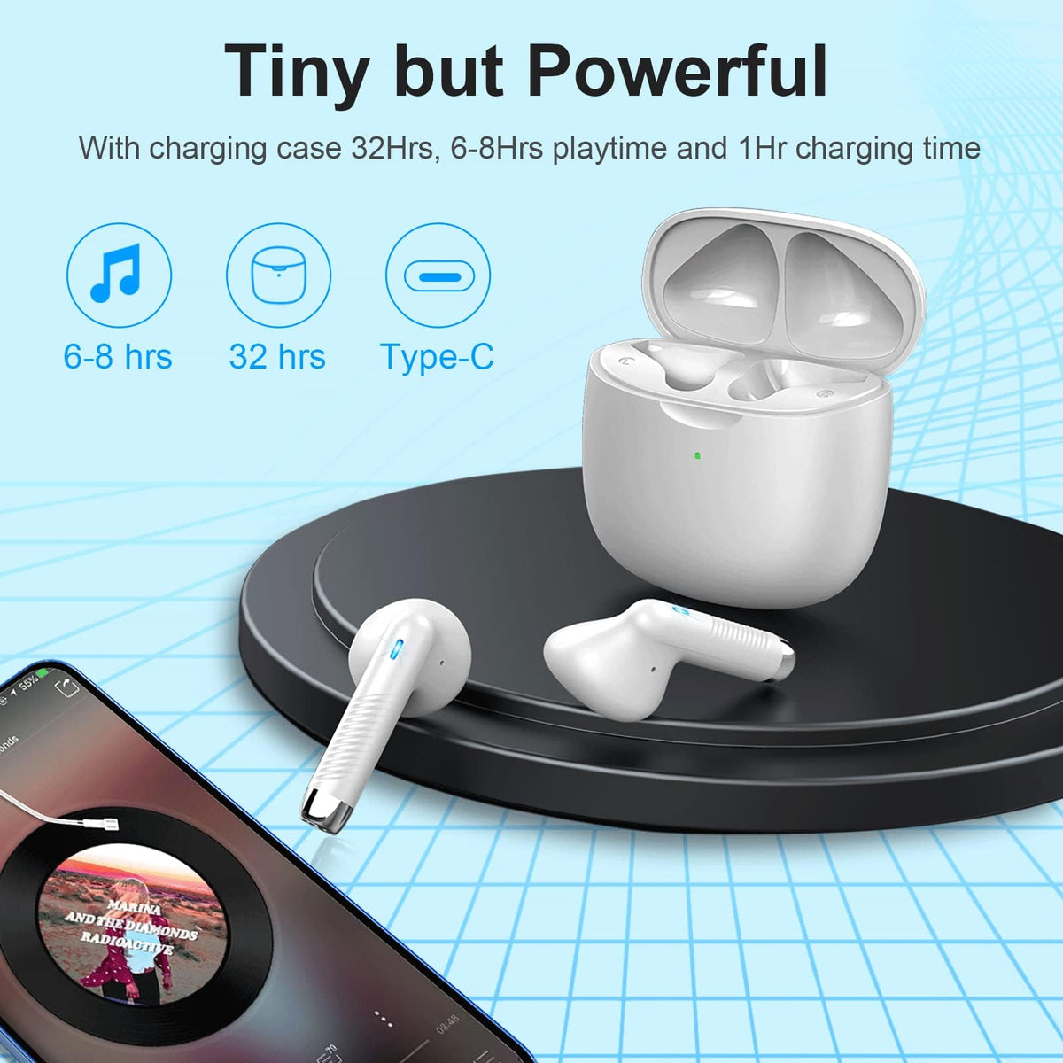 Jxrev J51 usb-c case charges quickly for longer listening