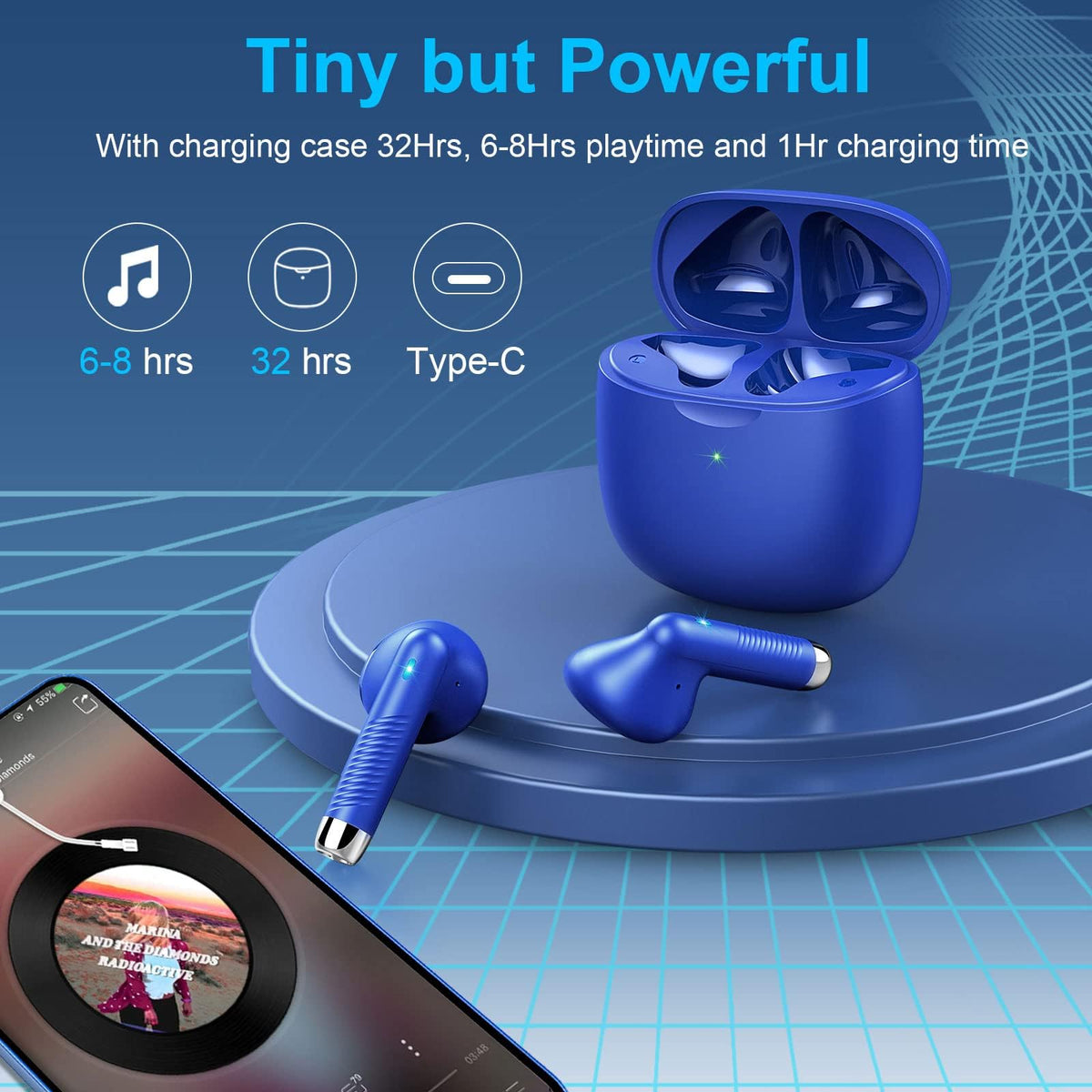 Jxrev J51 earbuds provide up to 8 hours per charge and 32 hours total