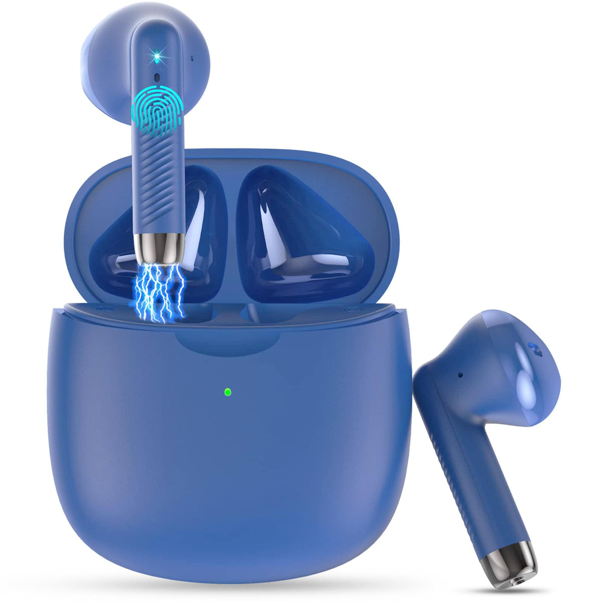 Jxrev J51 earbuds with blue charging case for on-the-go charging and protection