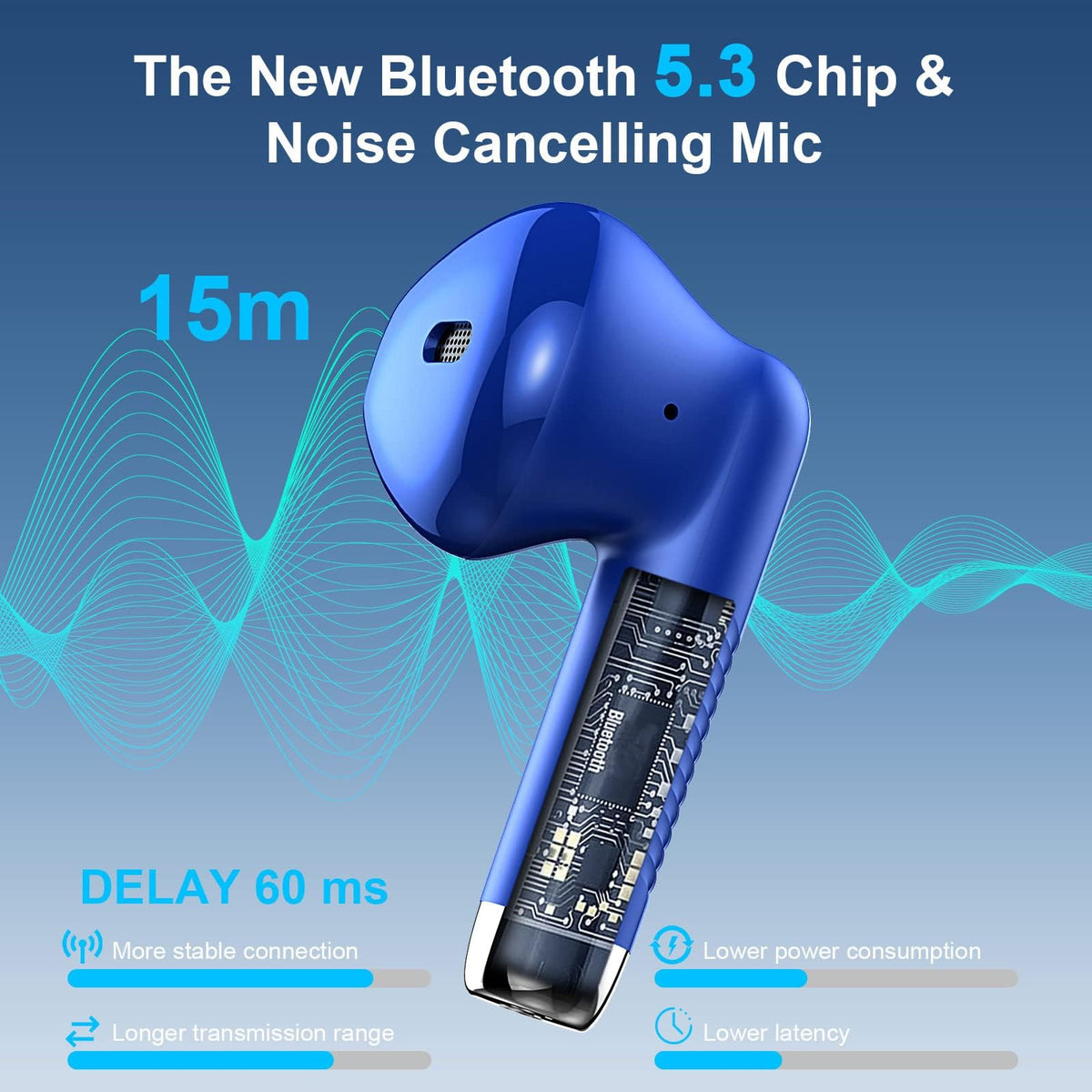 Jxrev J51 earbuds in pairing mode for seamless Bluetooth connections