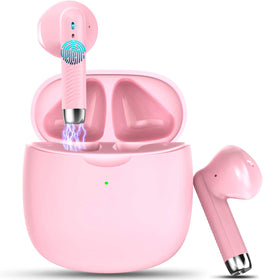 Jxrev J51 earbuds with pink case offering portable charging for daily use.