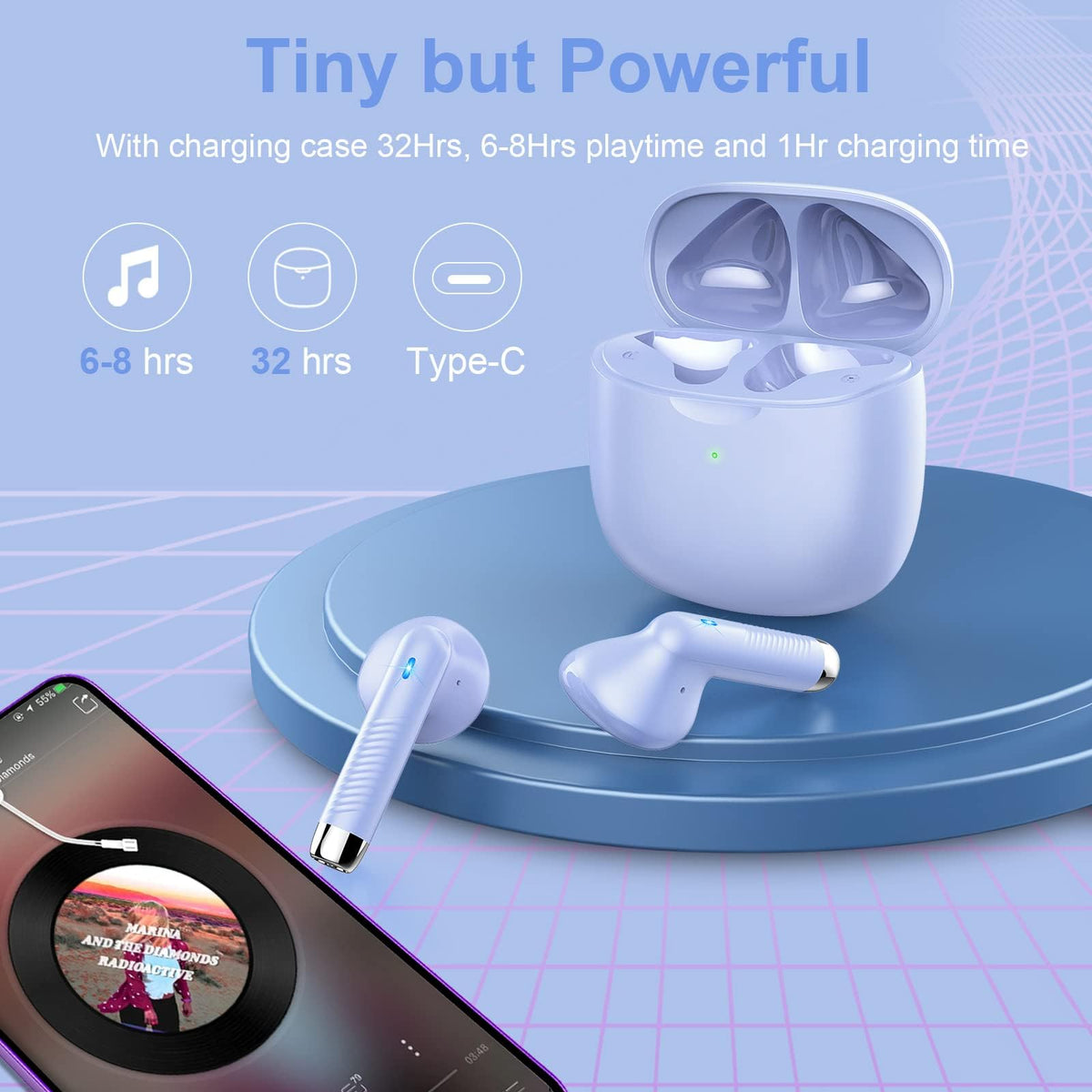 Jxrev J51 purple earbuds add a stylish color accent