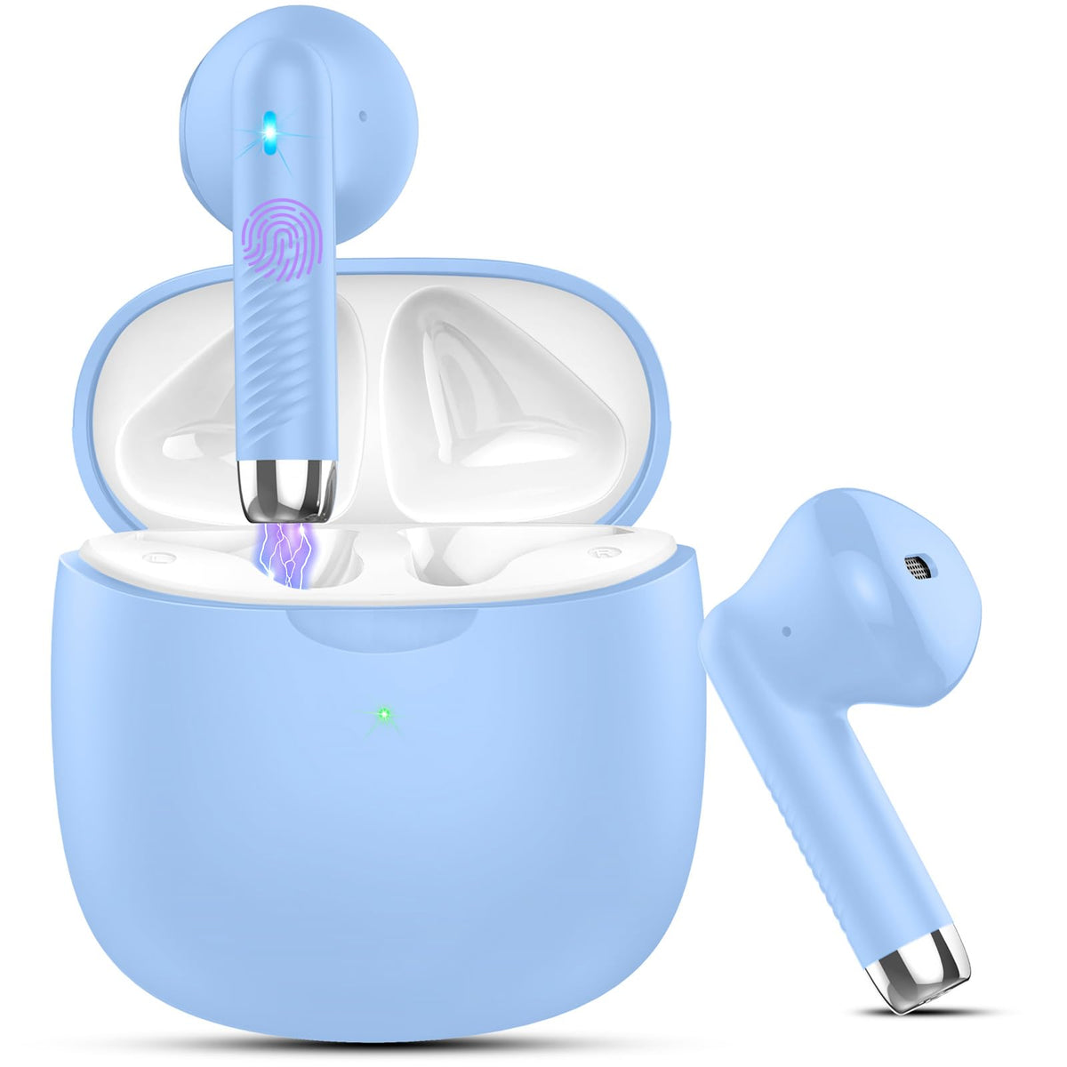 Jxrev wireless earbuds case open showing easy access and charging