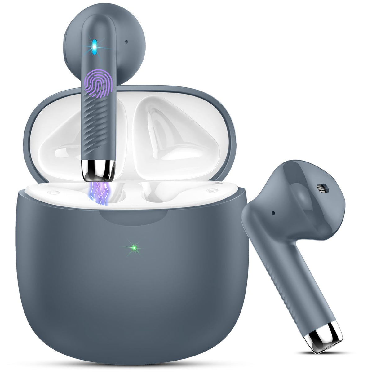 Jxrev wireless earbuds with compact charging case for easy portability.