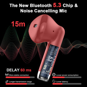 Jxrev wireless earbuds in ergonomic in-ear fit for secure comfort during workouts.