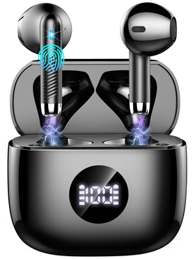 Jxrev wireless earbuds with LED power display for quick battery checks