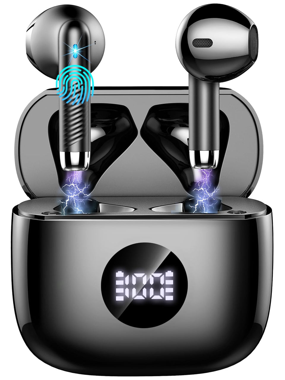 Jxrev wireless earbuds with LED power display for quick battery checks