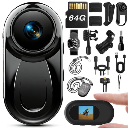 JYSECURE front view showing compact camera and packaging, emphasizes portability