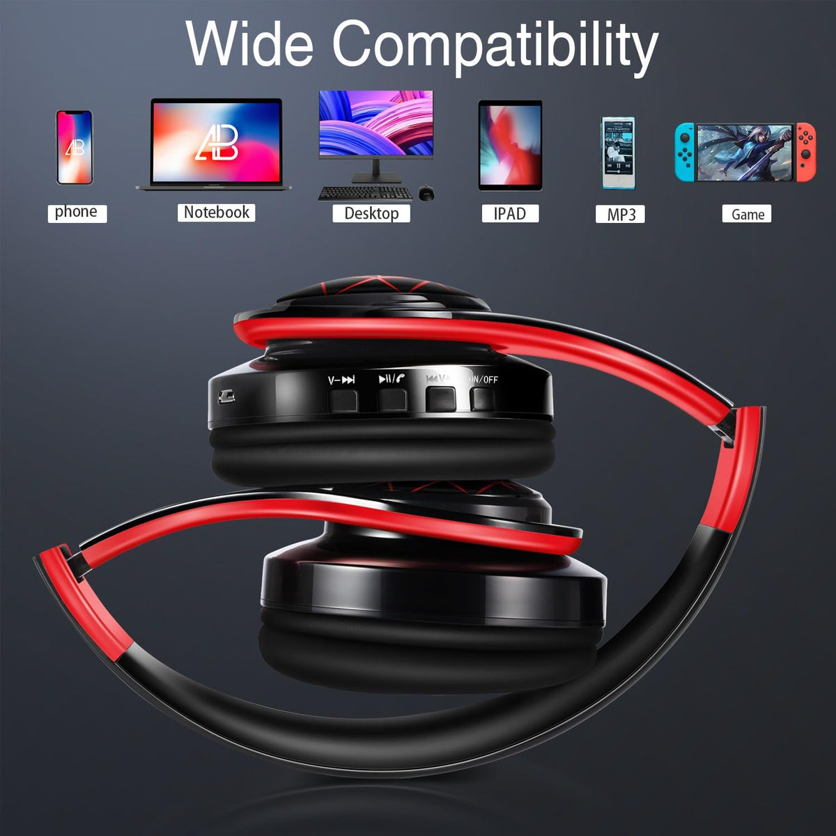 JYSiptkird Red headset worn for calls and music