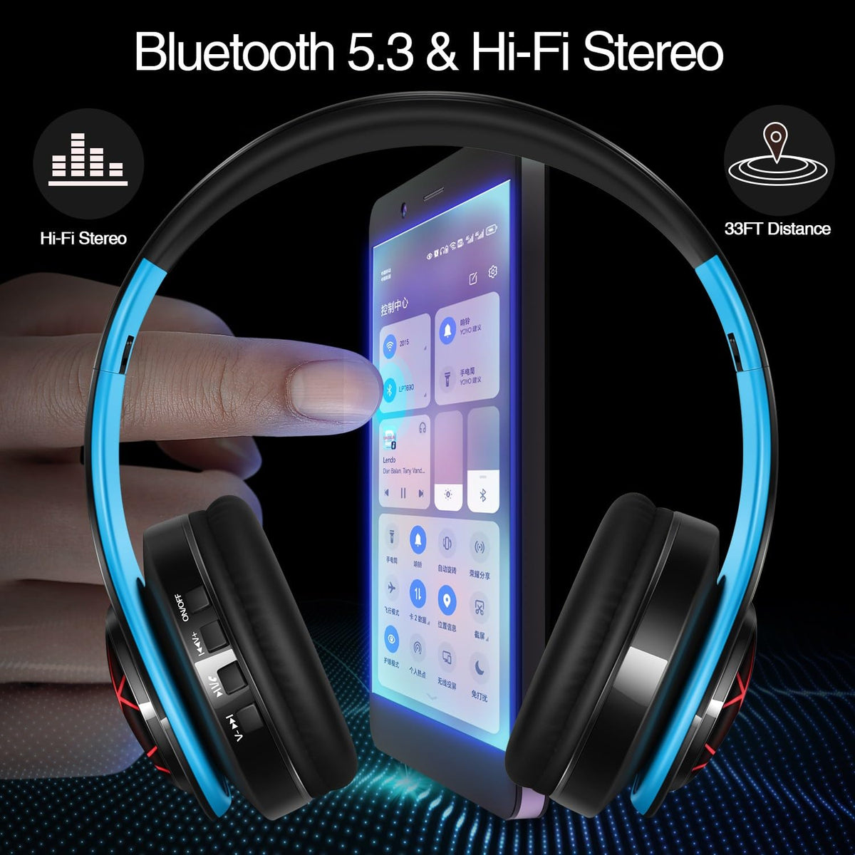 JYSiptkird LED breathing lights on headphones create dynamic ambiance for listening.