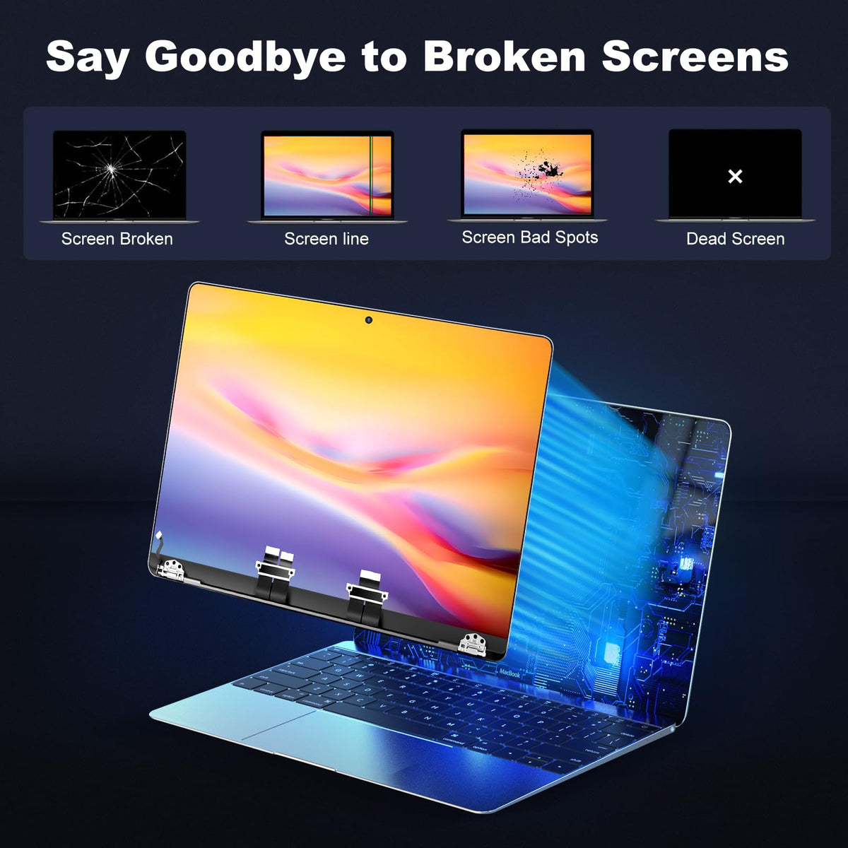 JYYSCRN JYY A2681 cables and hinges view for MacBook Air, supports smooth hinge movement