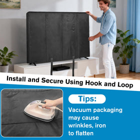 JZHLLA TV inside cover in living room showing neat aesthetic protection