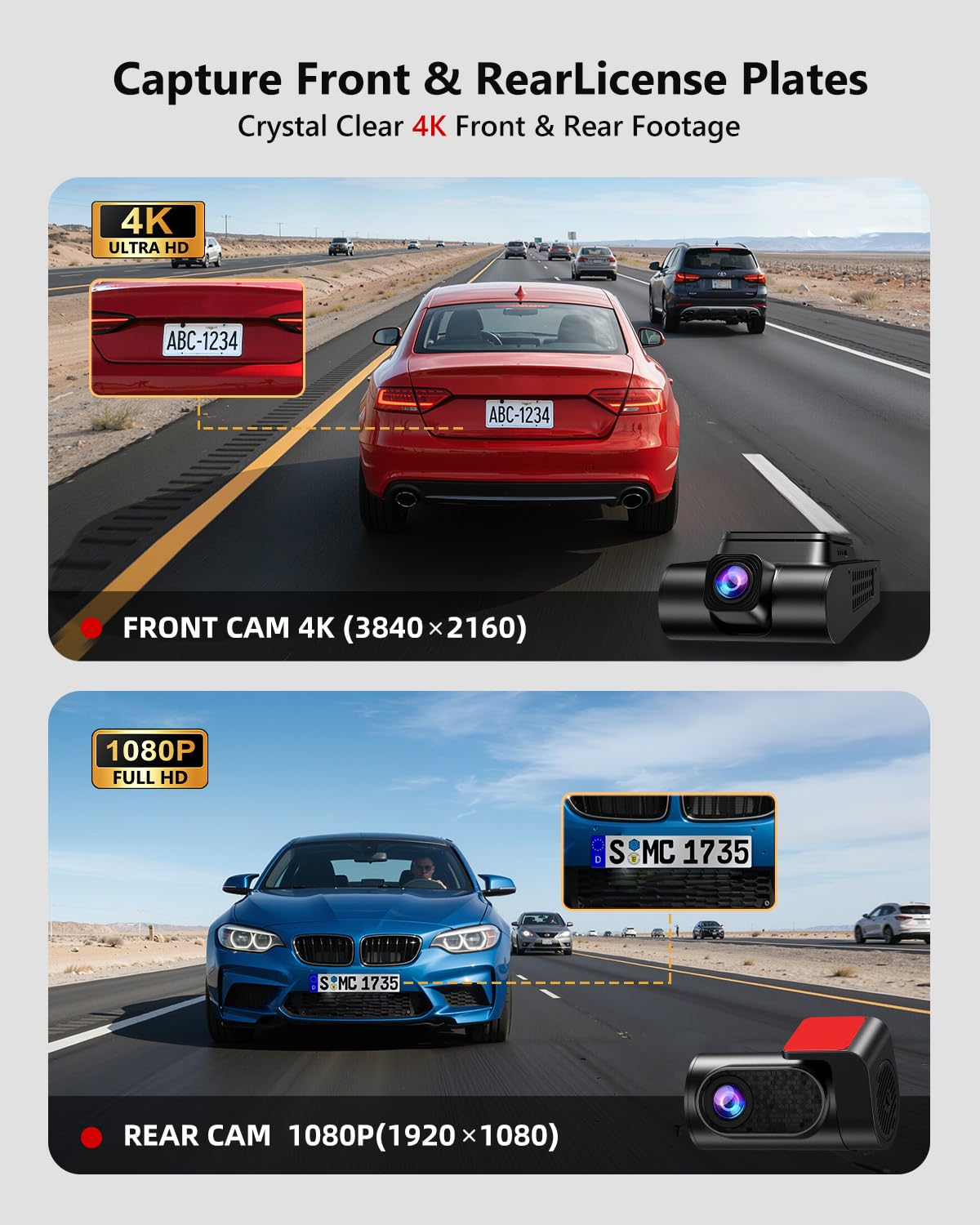 Jzones 64GB branded card included with dash cam for reliable storage