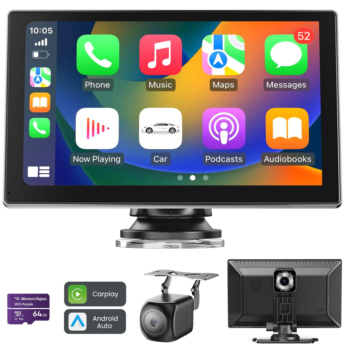 Jzones 9in wireless CarPlay front camera in 4K delivers sharp road footage.