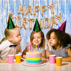 K.E.J birthday decor foil fringe brightens celebrations.