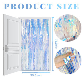 K.E.J Christmas decor foil curtain brings holiday shine.