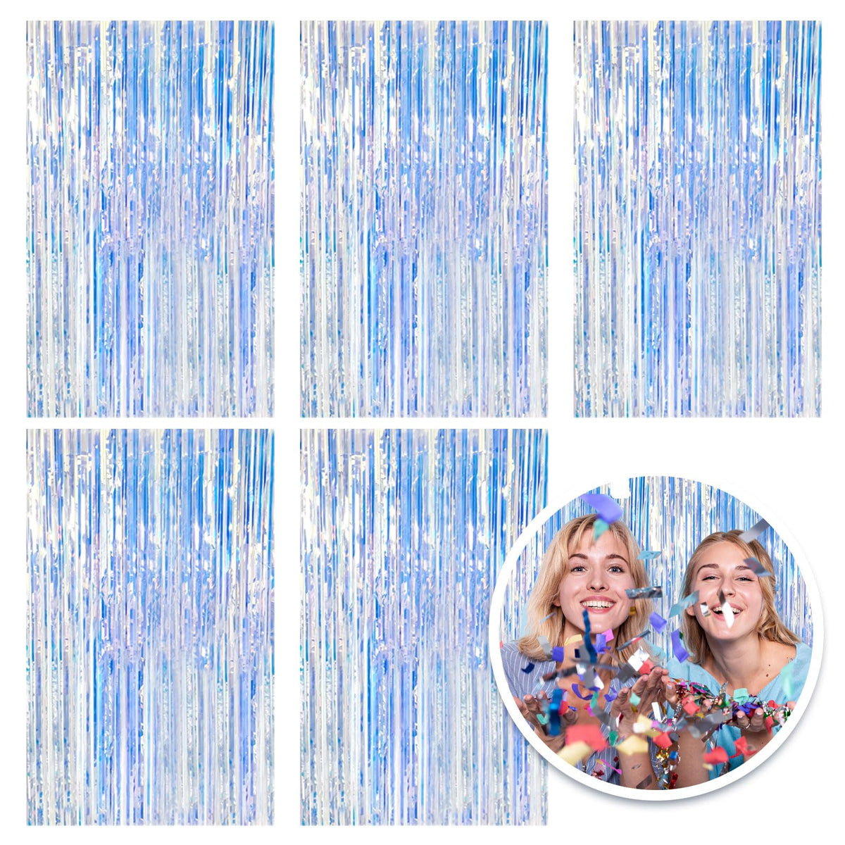 K.E.J foil curtain backdrop setup creates shimmering photos.