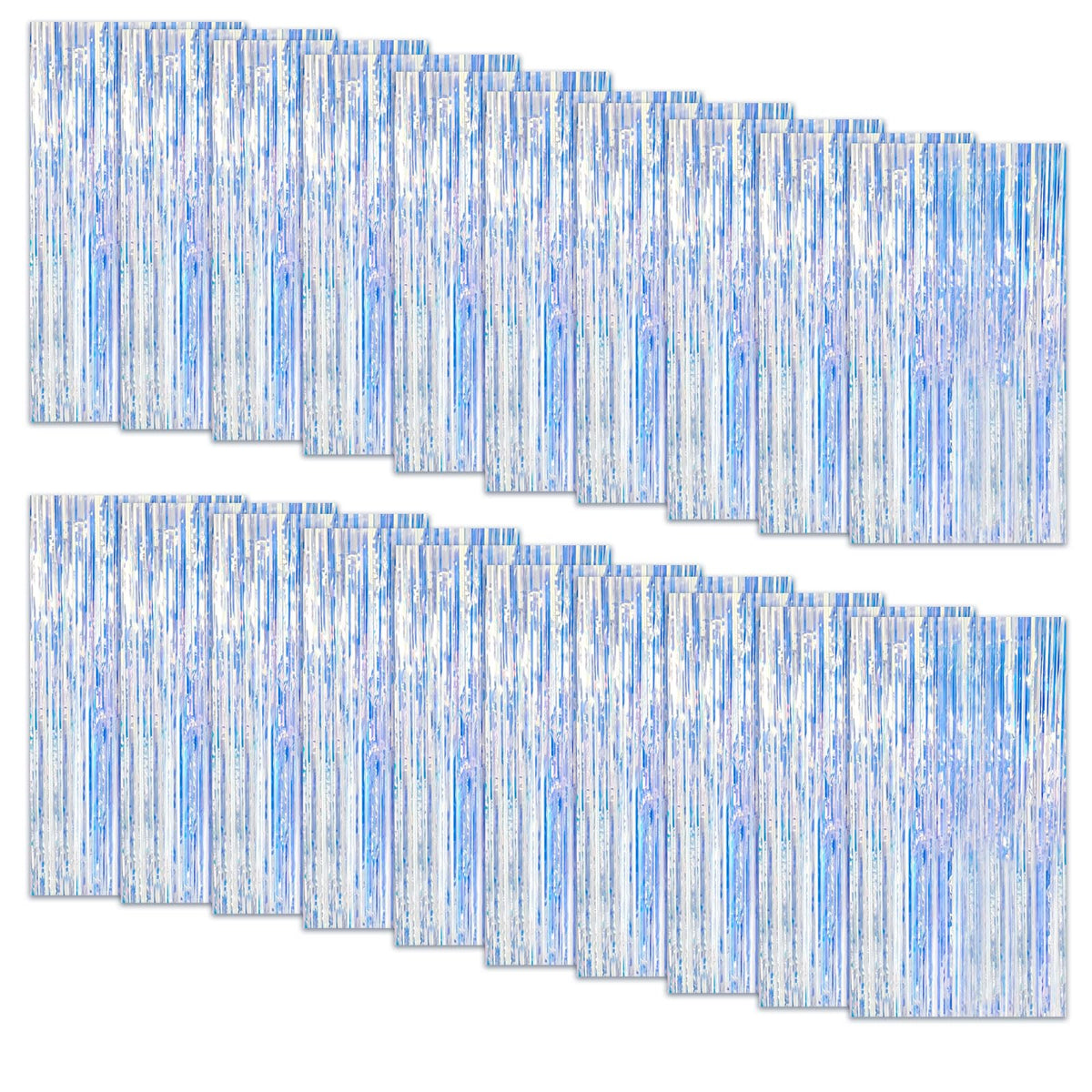 K.E.J. front view of 20-pack foil curtain set shows full quantity and packaging benefit