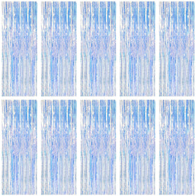 K.E.J. front view of ten-pack foil curtain panels showing value and coverage