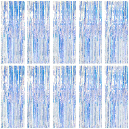 K.E.J. front view of ten-pack foil curtain panels showing value and coverage
