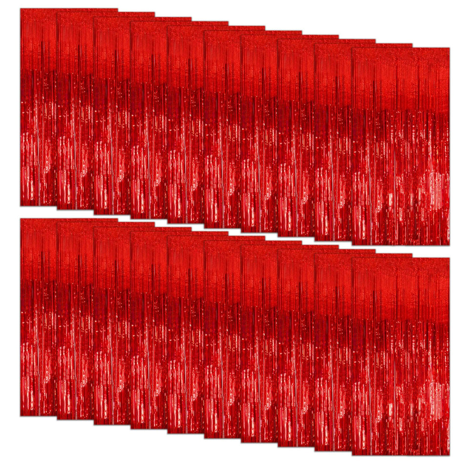 K.E.J. front pack showing 20 red foil curtain panels for instant decoration