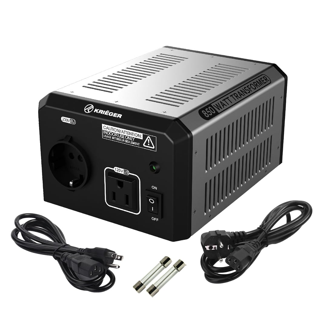 K KRIËGER 850W transformer front panel with dual outlets for versatile connections