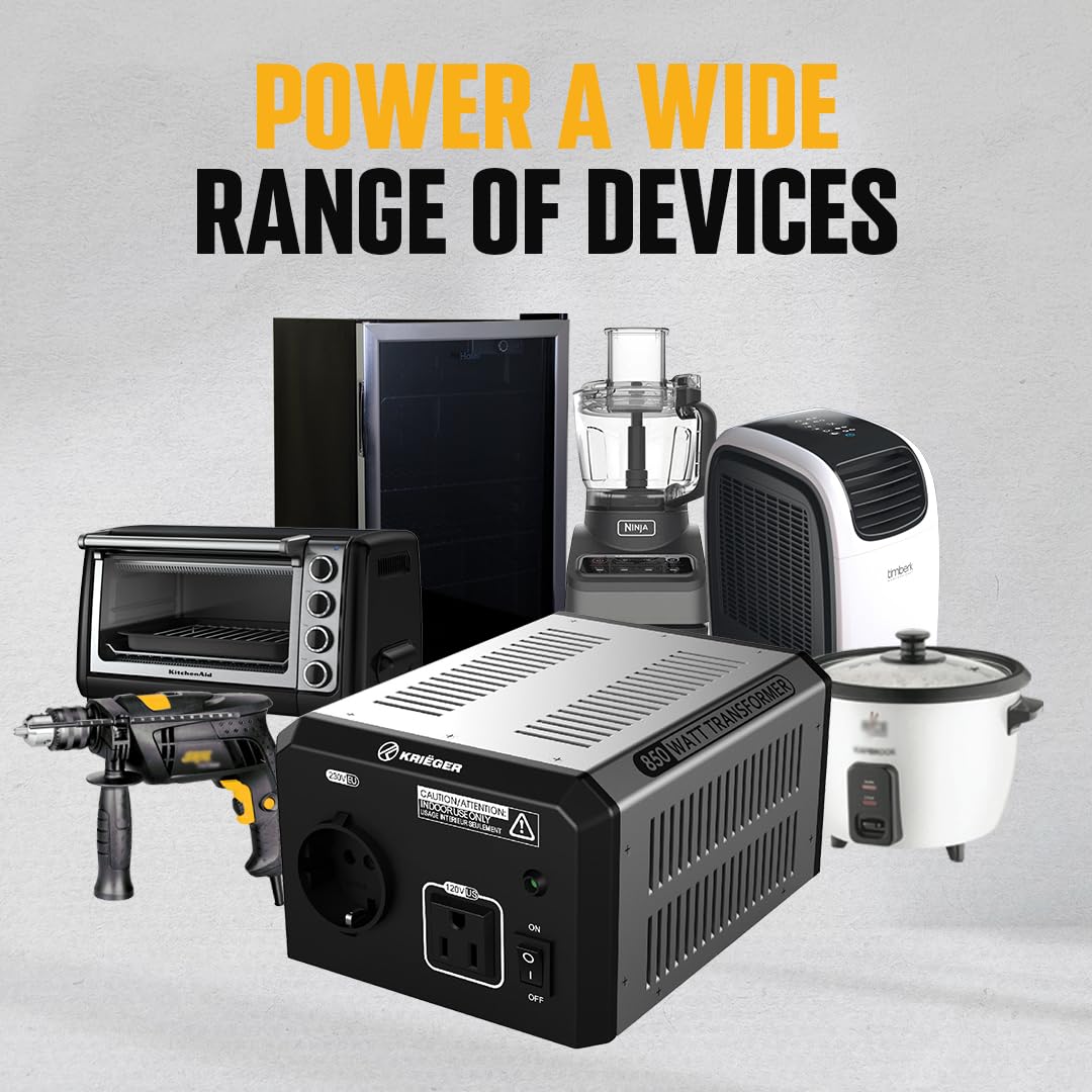 K KRIËGER 850W transformer rear IEC port for flexible cord compatibility