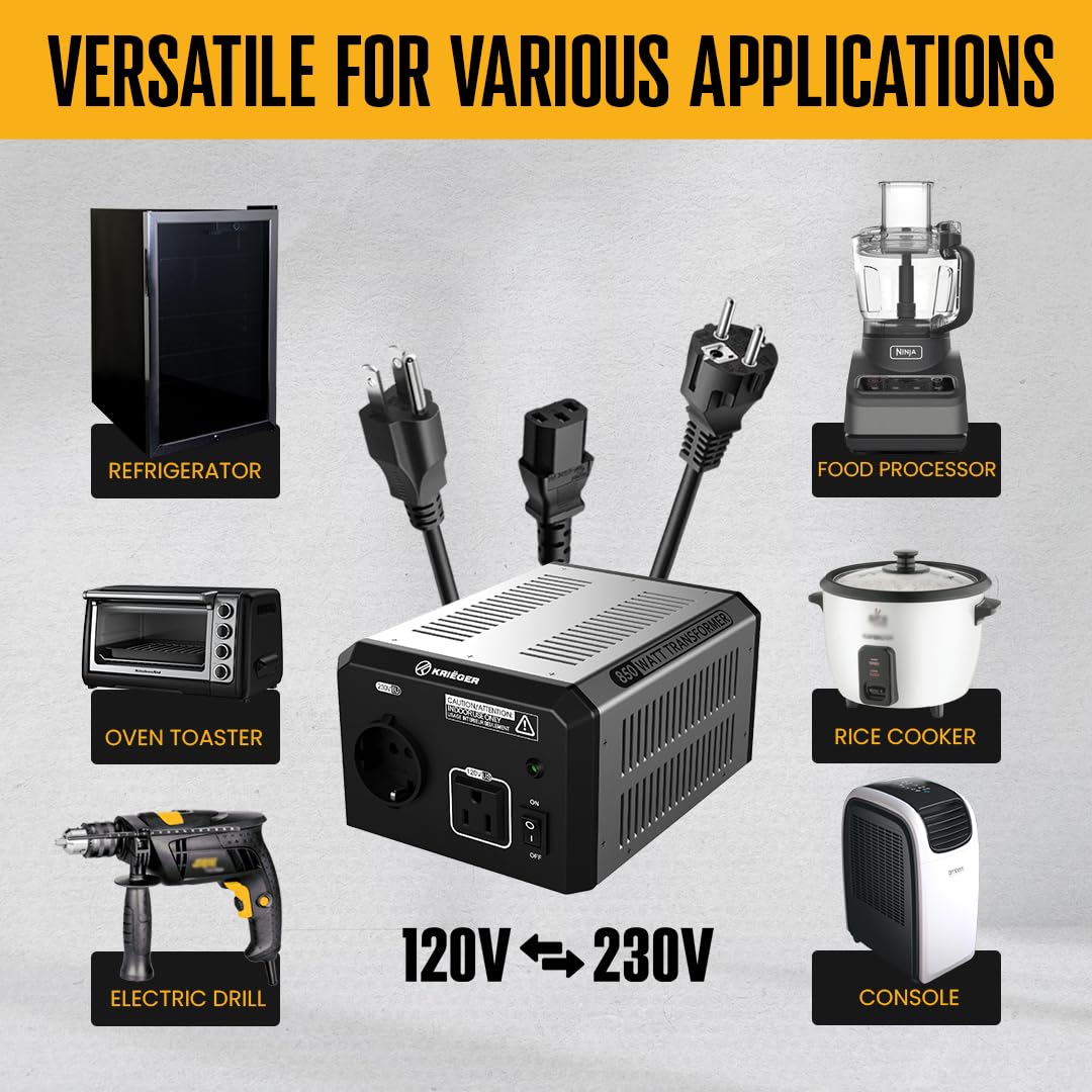 K KRIËGER 850W transformer spare fuses included for easy maintenance