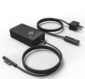 KABCON front view power adapter showing connector and brand, provides reliable Surface charging