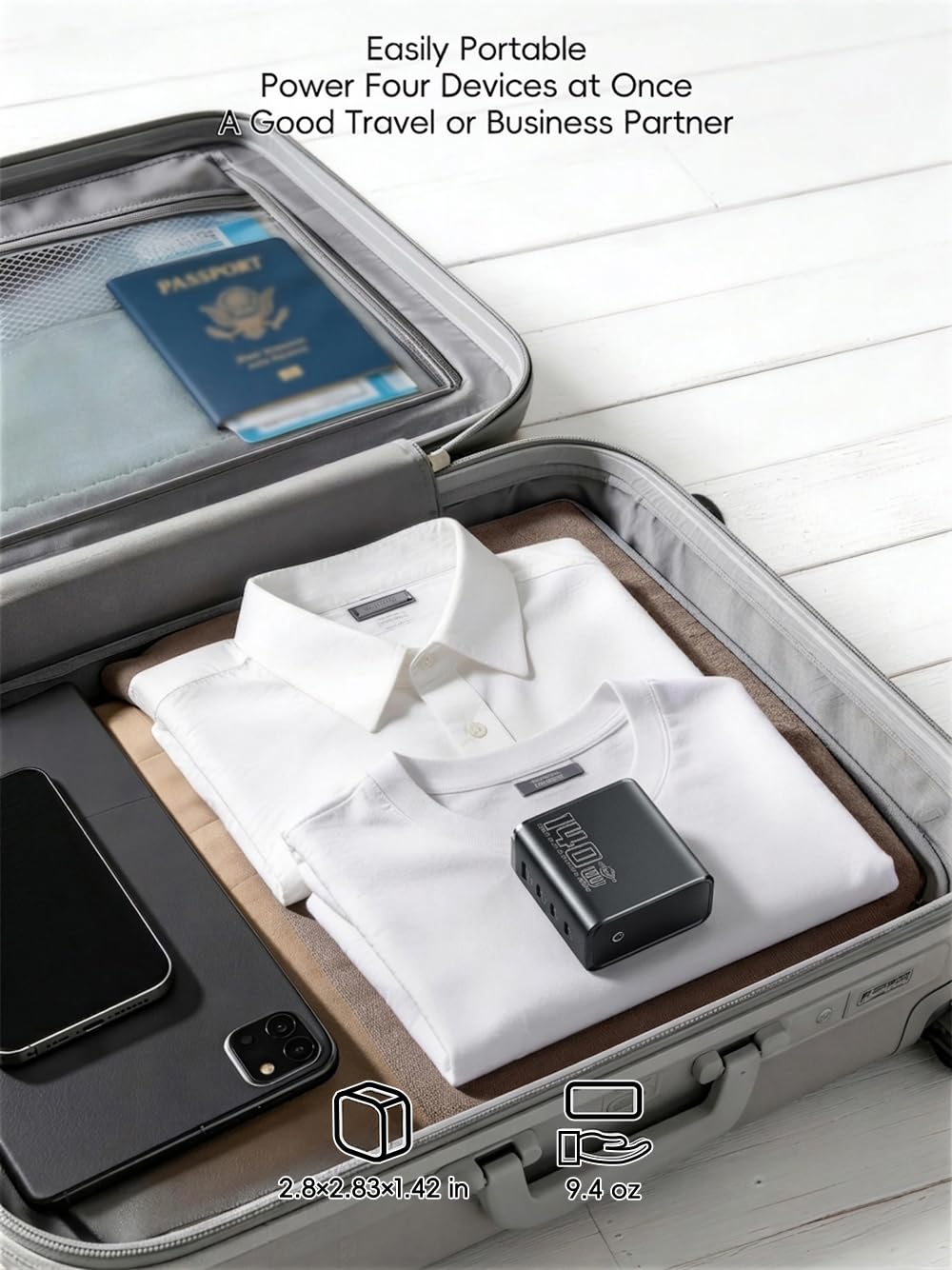 KABCON charging laptop tablet and phone simultaneously to speed workflow