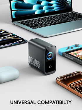 KABCON beside a hand and backpack illustrating small size for easy portability