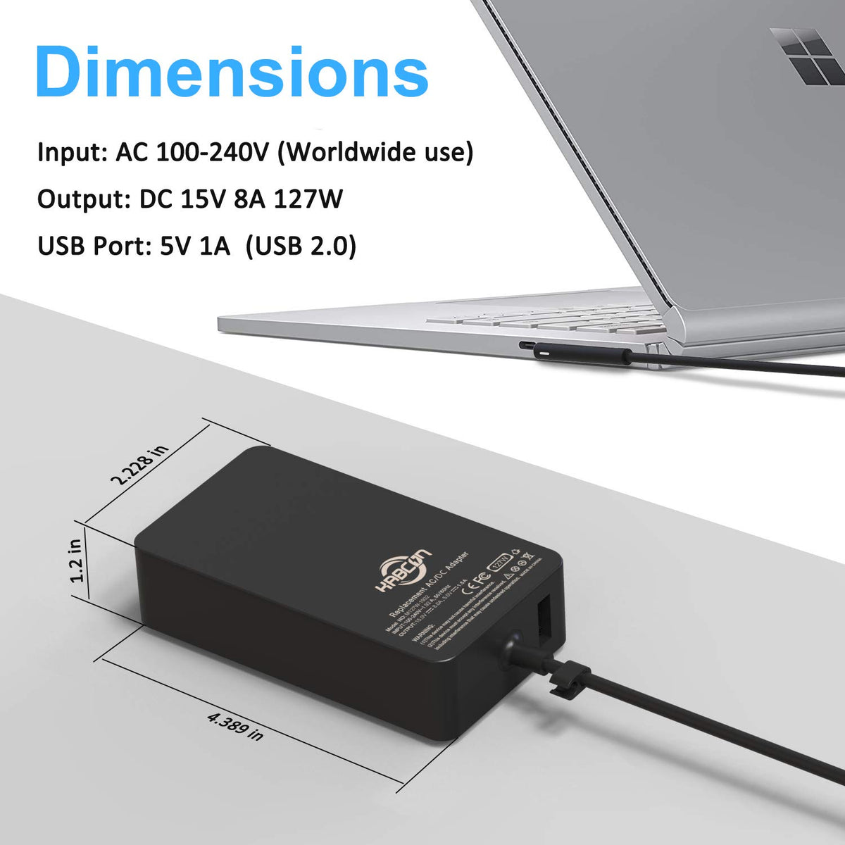 KABCON travel case with adapter and cord inside, protects charger for travel convenience