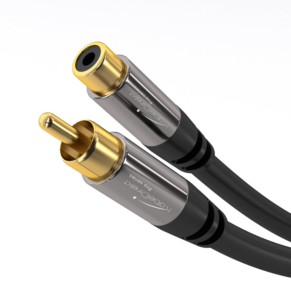 KabelDirekt RCA extension 10ft for flexible HiFi positioning with clear signal.