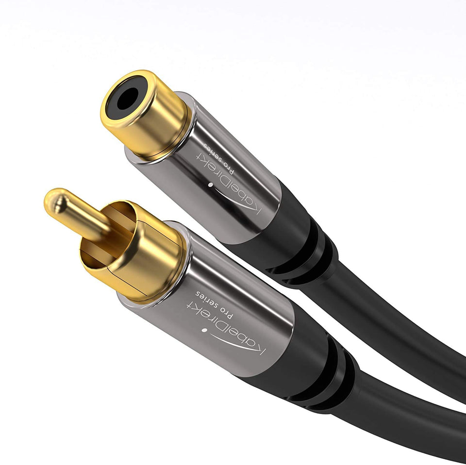 KabelDirekt RCA extension 20ft main product shot highlights durable build for reliable connections.