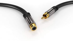 KabelDirekt RCA male to female connector closeup emphasizes secure plug-in quality.