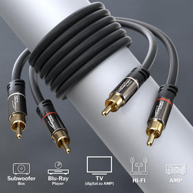 KabelDirekt RCA male-to-male connectors ensure sturdy, reliable connections