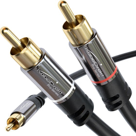 KabelDirekt RCA Y cable 20ft laid out for home theater setup