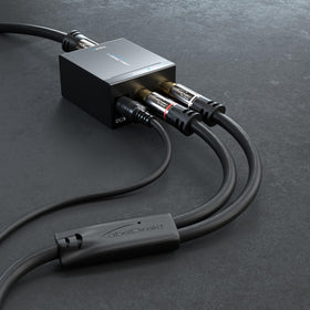 KabelDirekt RCA Y cable connected to subwoofer and amplifier