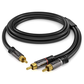KabelDirekt RCA Y Cable with male plugs minimizes signal loss during connections.