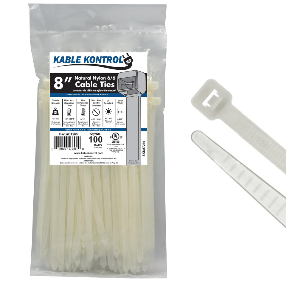 Kable Kontrol 8-inch cable tie pack for durable cable organization