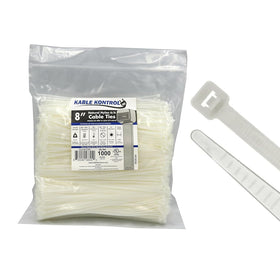 Kable Kontrol 8-inch clear white zip tie securing cables indoors