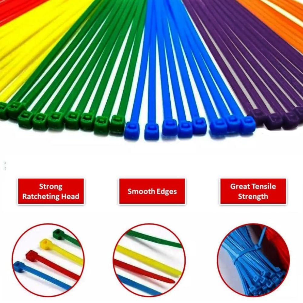Kable Kontrol blue zip ties pack on workbench for organization