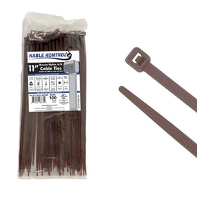 Kable Kontrol brown zip ties 11-inch pack for neat cable organization