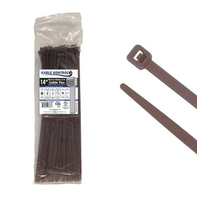Kable Kontrol brown 14-inch zip ties for organized indoor cable management.