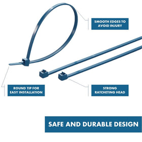 Kable Kontrol blue zip ties suitable for food and pharma environments.