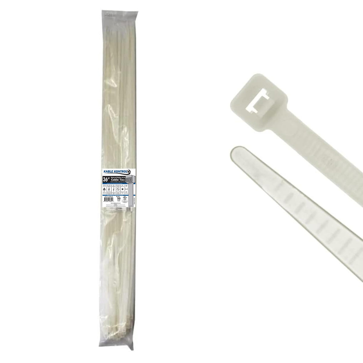 KABLE KONTROL front pack of 36-inch ties showing quantity and finish for easy selection