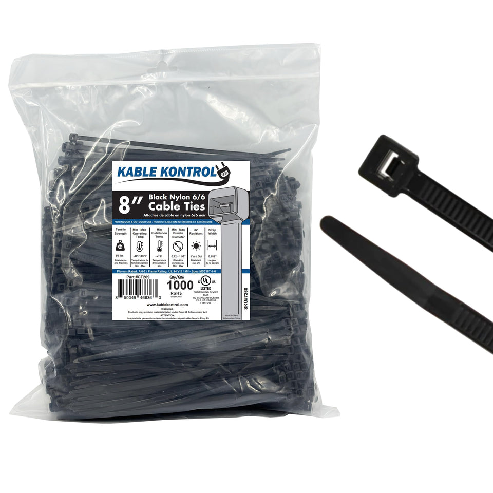 KABLE KONTROL front pack showing 1000 ties and clear labeling for organization