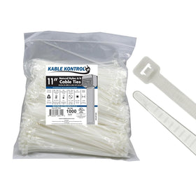 KABLE KONTROL front packaging showing 1000-piece clear ties and label benefits