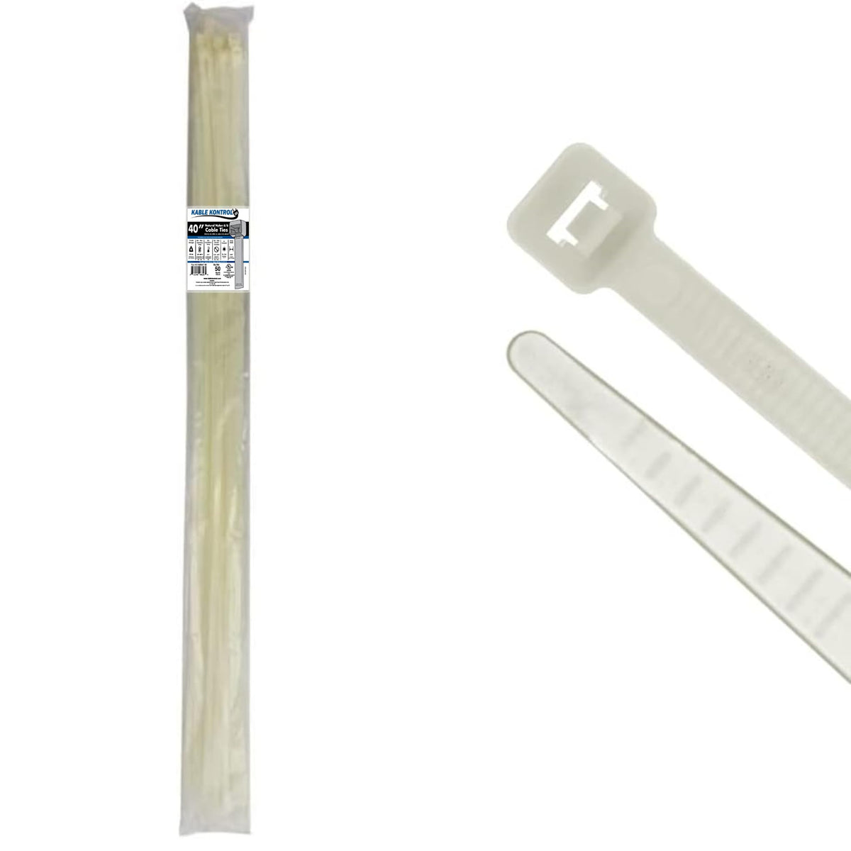 KABLE KONTROL front packaging showing 50-pack and specifications for quick identification and trust