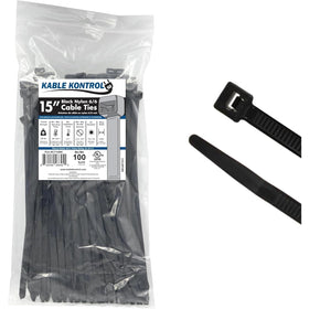 KABLE KONTROL front packaging showing 100 pack and 15 inch length for easy selection